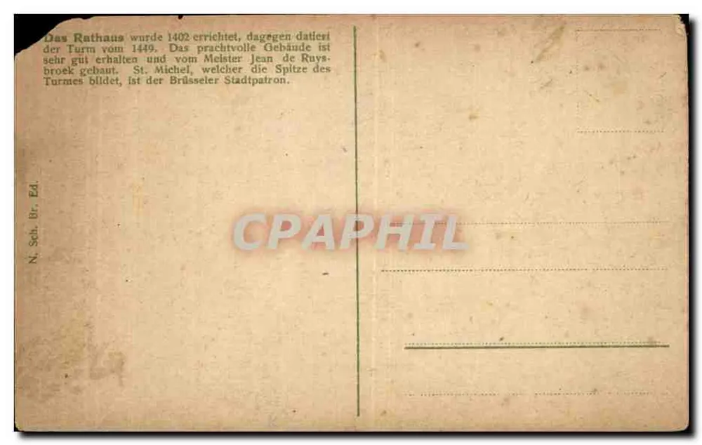 Bruxelas — Hotel de Ville — N. Sch. Br. Ed. - Verso