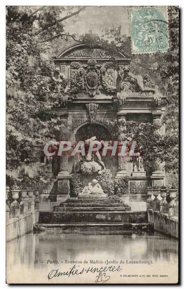 Paris - Fontaine de Médicis (Jardin du Luxembourg) — P. HELMLINGER & CIE, IMP. P. VOT. NANDY, n°38 - Vorderseite