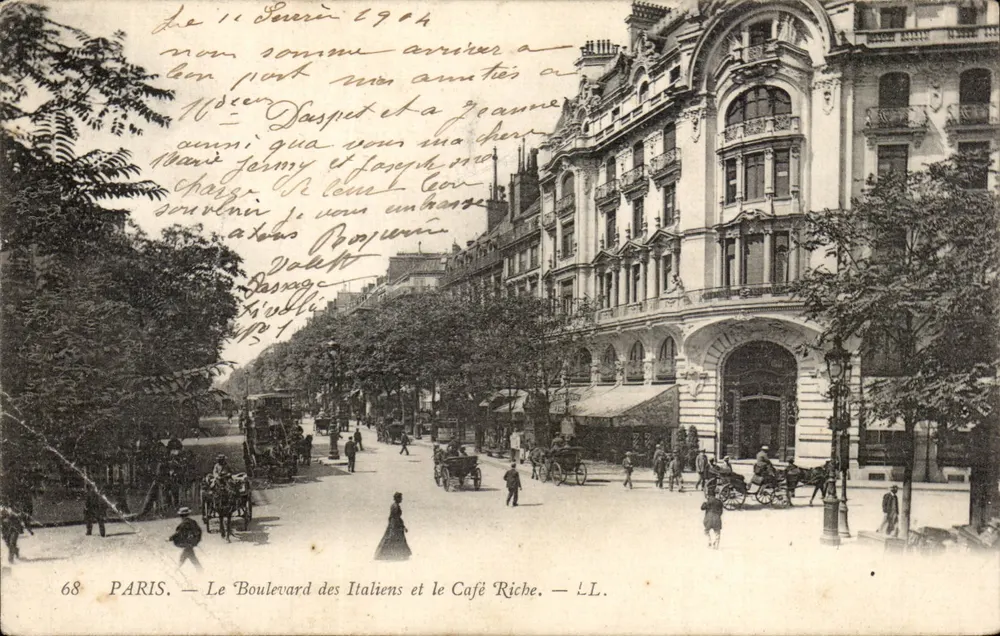 Paris — Der Boulevard des Italiens und das Café Riche — L.L. - Vorderseite