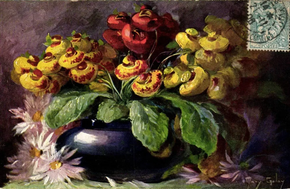 Flores de primavera e de papoulas — pintura — K.F. Editores, Paris, Série 1715 - Frente