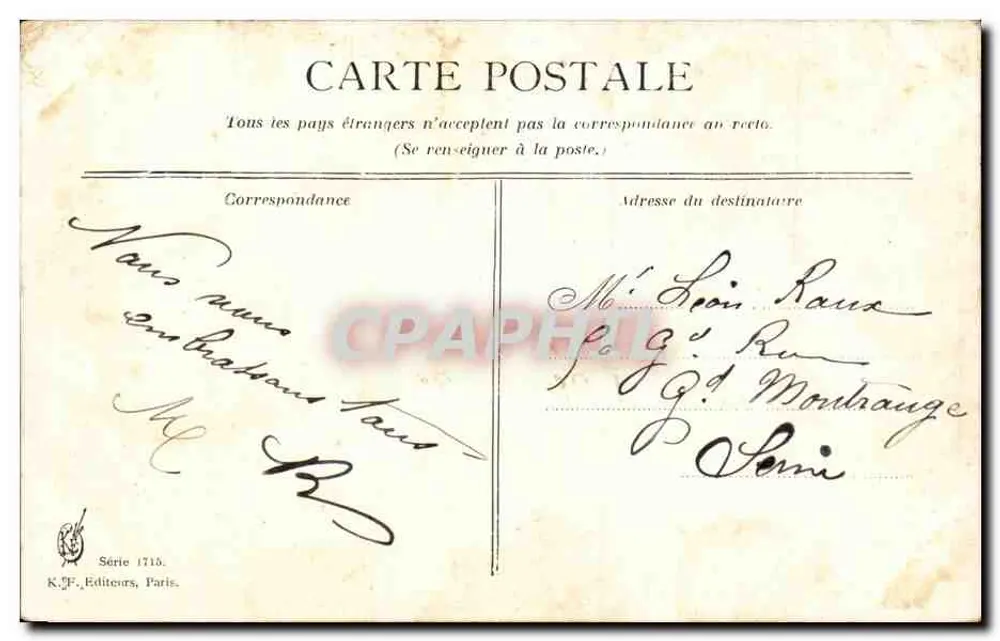 Flores de primavera e de papoulas — pintura — K.F. Editores, Paris, Série 1715 - Verso