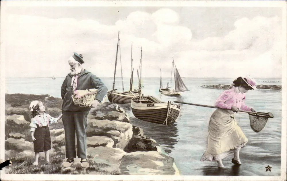 Pescadores e pescadora no mar — Série VBC N° 3066 — Marca 'ÉTOILE' Paris - Frente