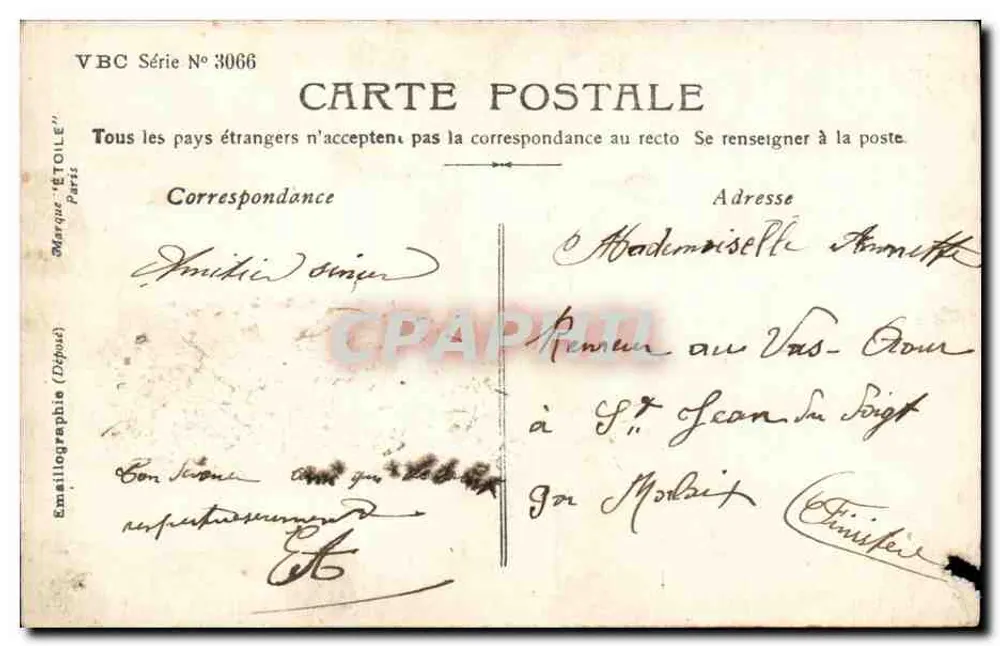 Pescadores e pescadora no mar — Série VBC N° 3066 — Marca 'ÉTOILE' Paris - Verso