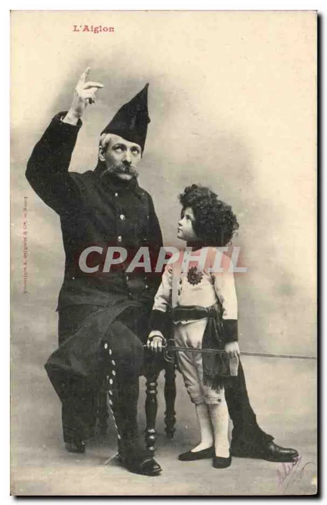 L'Aiglon — Portrait eines Mannes in Uniform und eines Kindes — Verleger L'Aiglon & Cie, Paris - Vorderseite