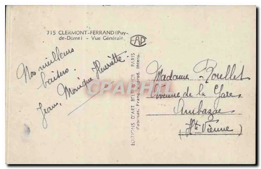 Clermont-Ferrand — Widok ogólny — Wydawnictwo D'Art Betrice - Rewers