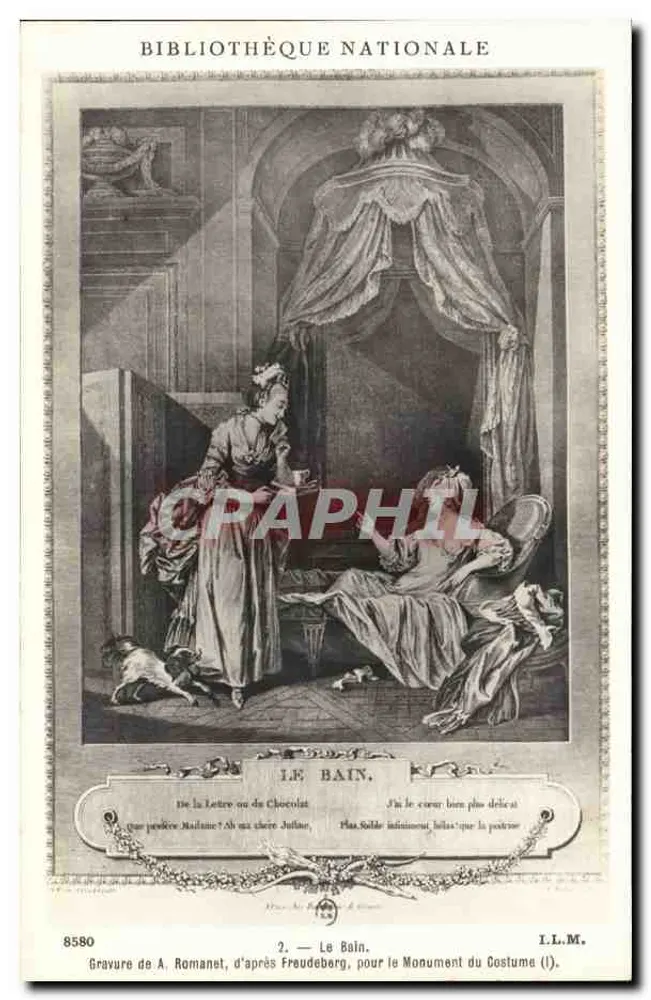 Nationalbibliothek — Das Bad — Kupferstich von A. Romanet nach Freudeberg für das Monument du Costume (I) — Nr. 8580 - Vorderseite