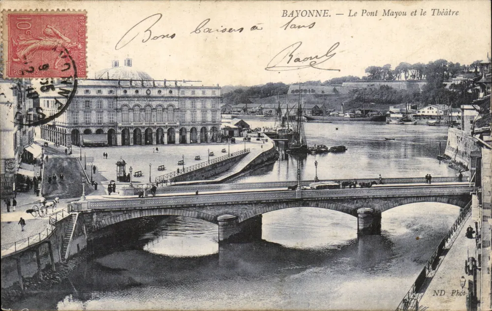 Bayonne — Der Mayou-Brücke und das Theater — ND Phot. - Vorderseite