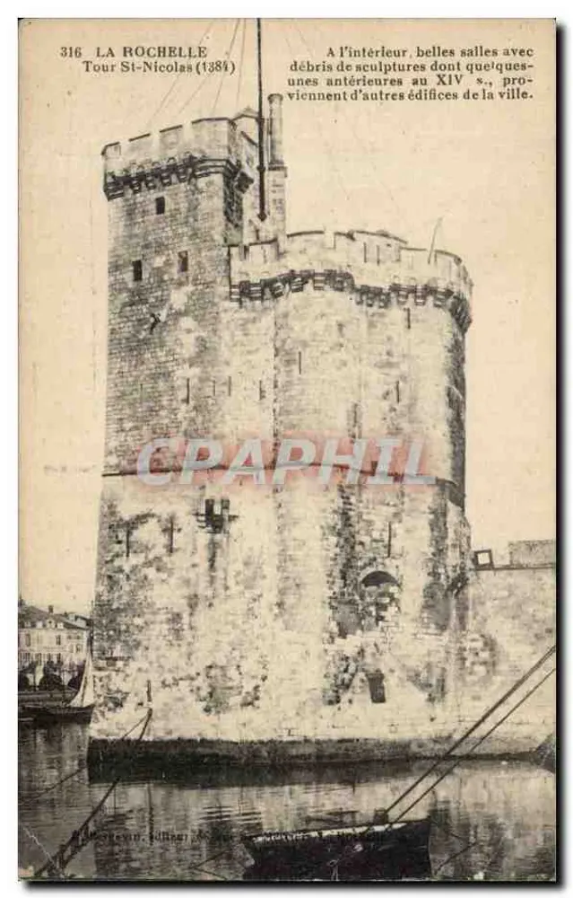 La Rochelle — Torre de São Nicolau (1381) — Editor: M. B. L. (n° 316) - Frente
