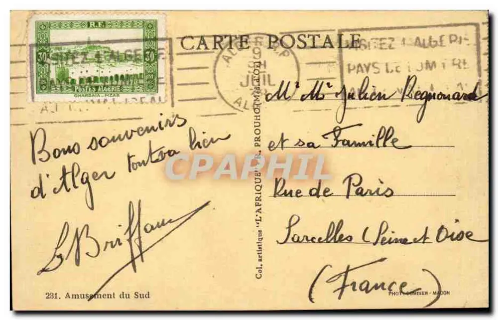 Rio calmo — Diversão do Sul — Coleção artística 'L'Afrique-Madon' - Verso
