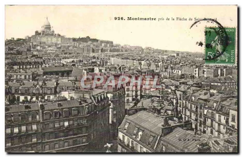 Ansicht von Montmartre von der Flèche de Saint-Bernard — G. C. A. Paris, Nr. 926 - Vorderseite