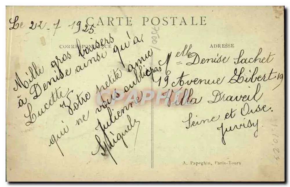 Paris — Panorama der Tuileries und des Arc de Triomphe du Carrousel — A.P. - Rückseite