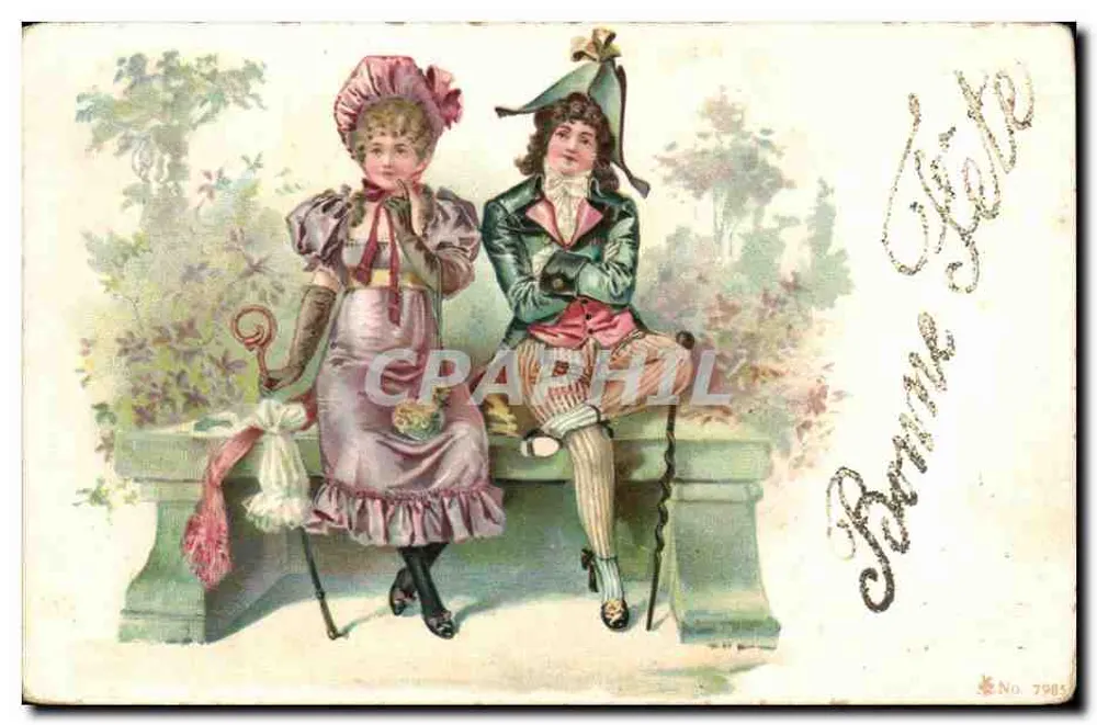 Zwei Kinder in historischem Kleid — Frohe Geburtstage — Nr. 7985 - Vorderseite