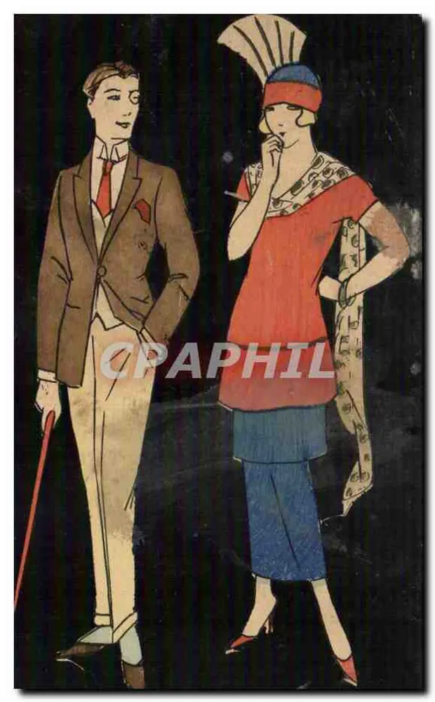 Paar in Kleidung der 1920er Jahre — Art Déco-Stil — M.G.A. Nr. 845 - Vorderseite