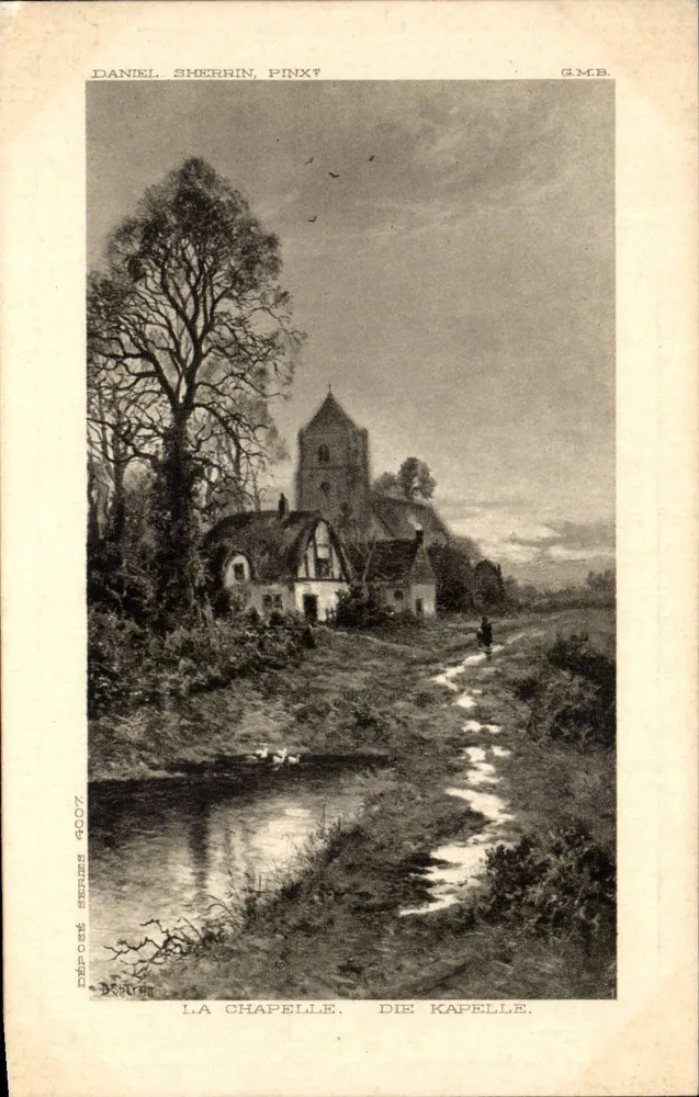Die Kapelle — Ansicht der Kapelle mit einem Weg und einem Bach — Daniel Sherrin, G.M.B. - Vorderseite