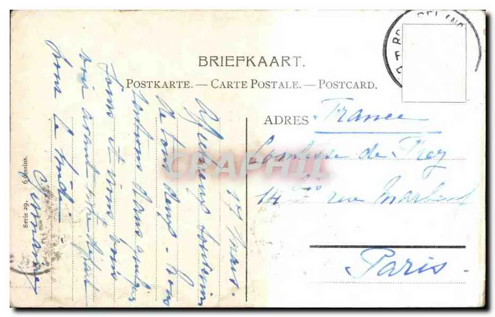 Dorfszene — Sonnenuntergang — Verlag Jegenheuer, Serie 30 - Rückseite
