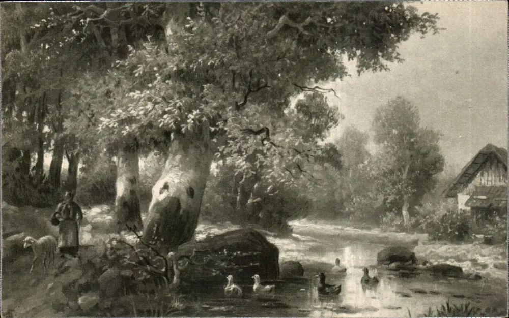 Landschaft mit Schäfer und Enten — H. H. i. W. Serie 1138 — In Österreich gedruckt - Vorderseite