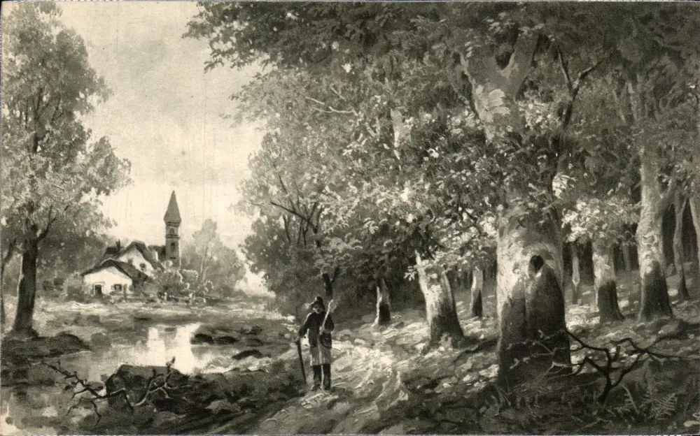 Waldlandschaft mit Kirche — H. H. i. W. Serie 1138 — In Österreich gedruckt - Vorderseite