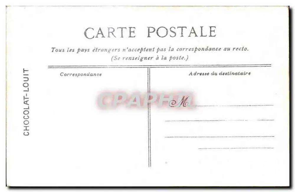 Palácio de Versalhes - Gabinete do Conselho — Editado para o Chocolat-Louit, n°20, editor A. Bourdon - Verso
