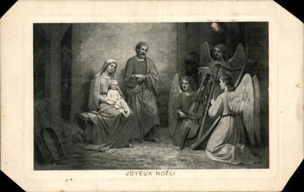 Nativity — Szene mit Engeln — Verlag H. L. W. Serie 702 - Vorderseite