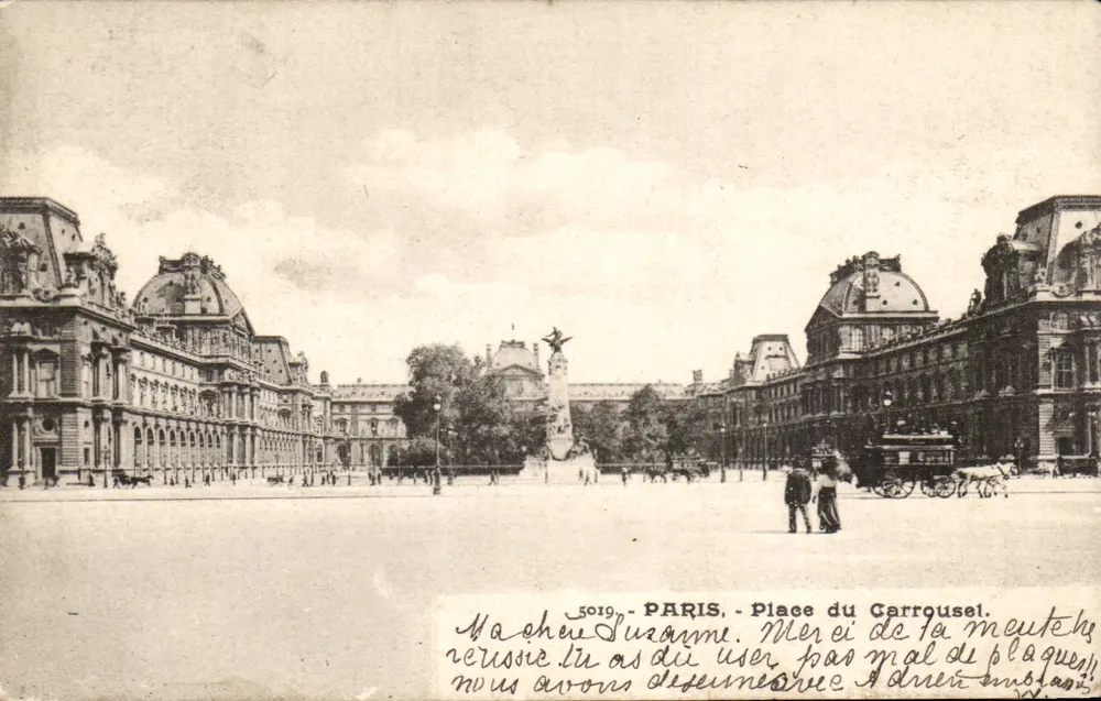 Paris - Place du Carrousel — vista da estátua da República — editor anônimo, n° 5019 - Frente