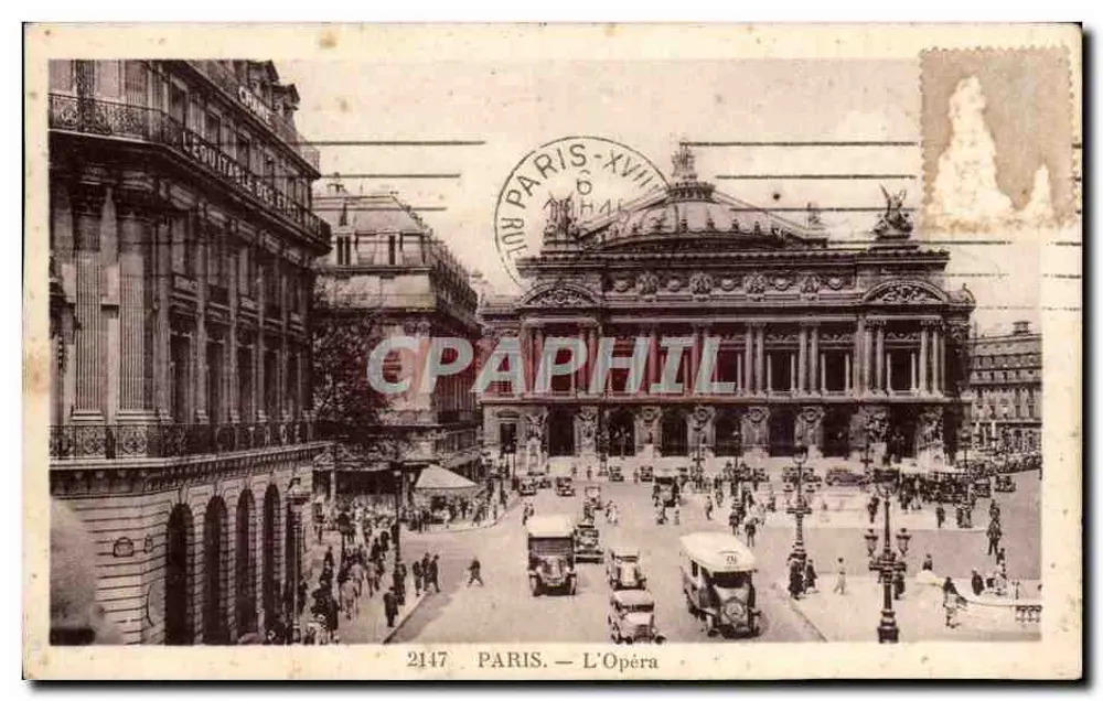 पेरिस — ऑपेरा — पुराना पोस्टकार्ड संख्या 2147 - आगे