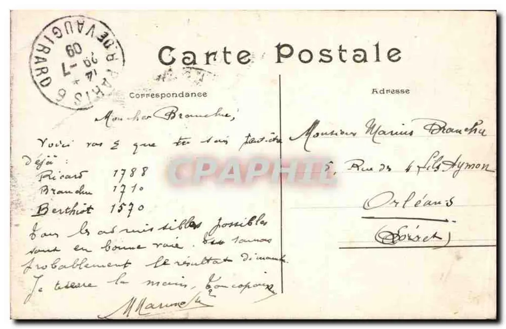 Paris — « Le Penseur », por Rodin (Perfil) — C.M. n°723 - Verso