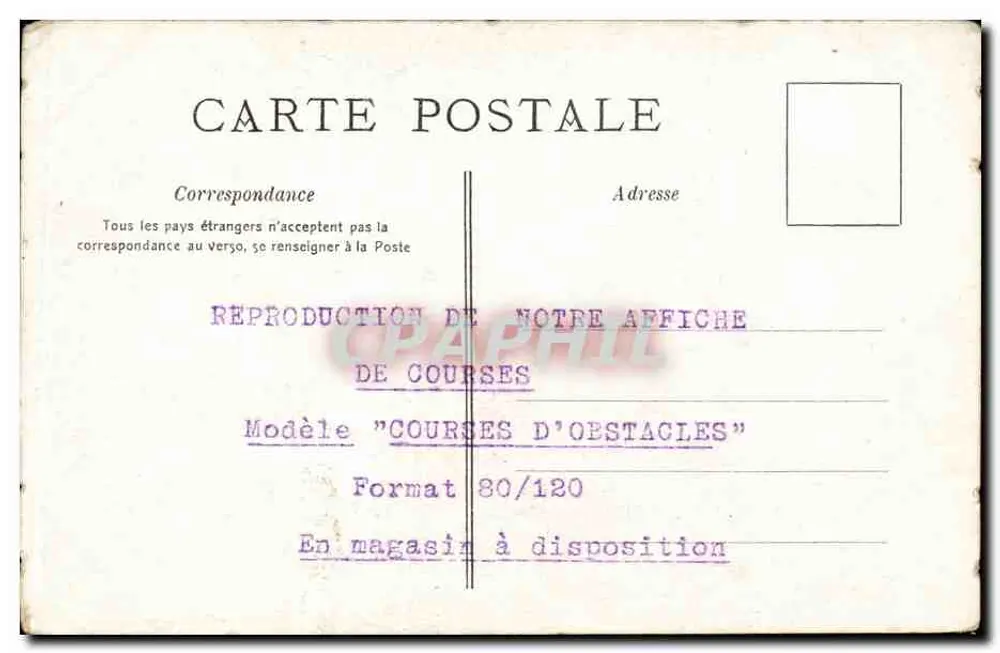 Springreiten — Poster-Reproduktion — A. Pomeon & Cie Fils, Sichamond, Paris - Rückseite