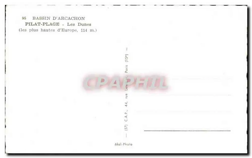 As Dunas de Pilat-Plage — Bassin d'Arcachon — editor C.A.P. Paris - Verso