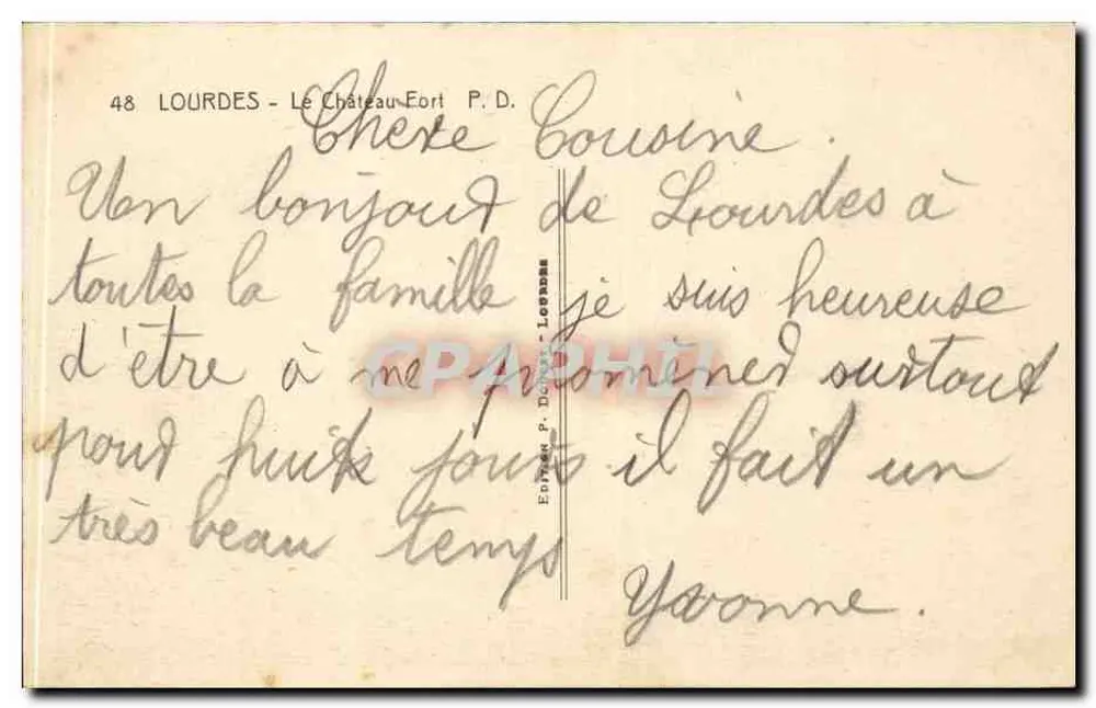 Lourdes — O Castelo-Forte — Editor P. Doucet, n°48 - Verso