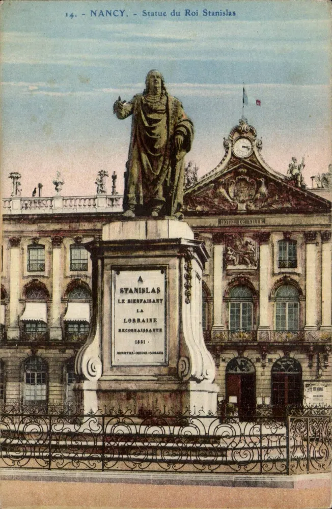 Nancy - Estátua do Rei Stanislas — editor Imprimeries Réunies de Nancy, n°14 - Frente