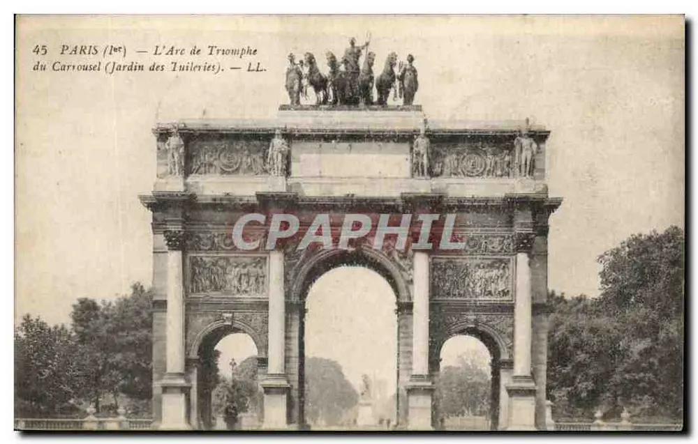 Paris — Der Arc de Triomphe du Carrousel (Garten der Tuileries) — LL. N° 45 - Vorderseite
