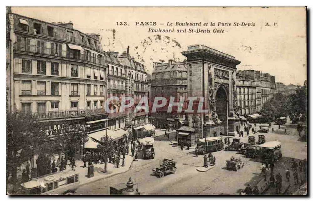 Paris — Der Boulevard und die Porte Saint-Denis — A. P. - Vorderseite