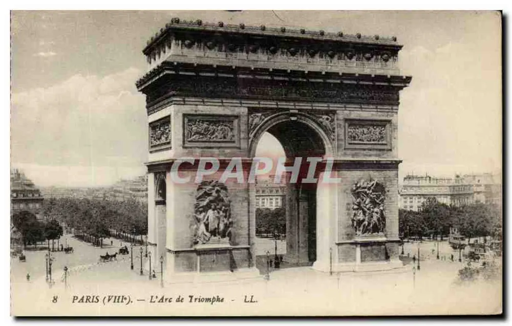 Paris (VIIIe) — O Arco do Triunfo — LL. - Frente
