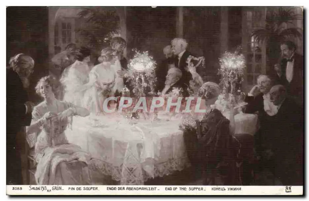 Salon Grün — Fin de souper — éditeur A. Noyer, Paris, n° 2088 - Recto