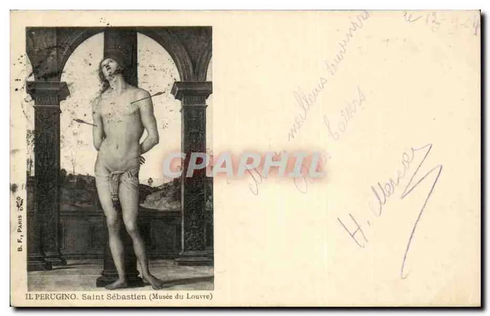 São Sebastião — pintura de Perugino — B. F., Paris - Frente