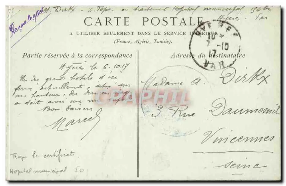 Hyères-les-Palmiers — Das Grand Hotel des Îles d'Or — Verlag ND - Rückseite