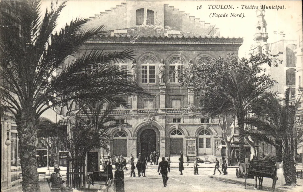 Toulon - Teatro Municipal (Fachada Norte) — Editor: Établissements d'Impressions Phototypiques Toulon, n° 58 - Frente