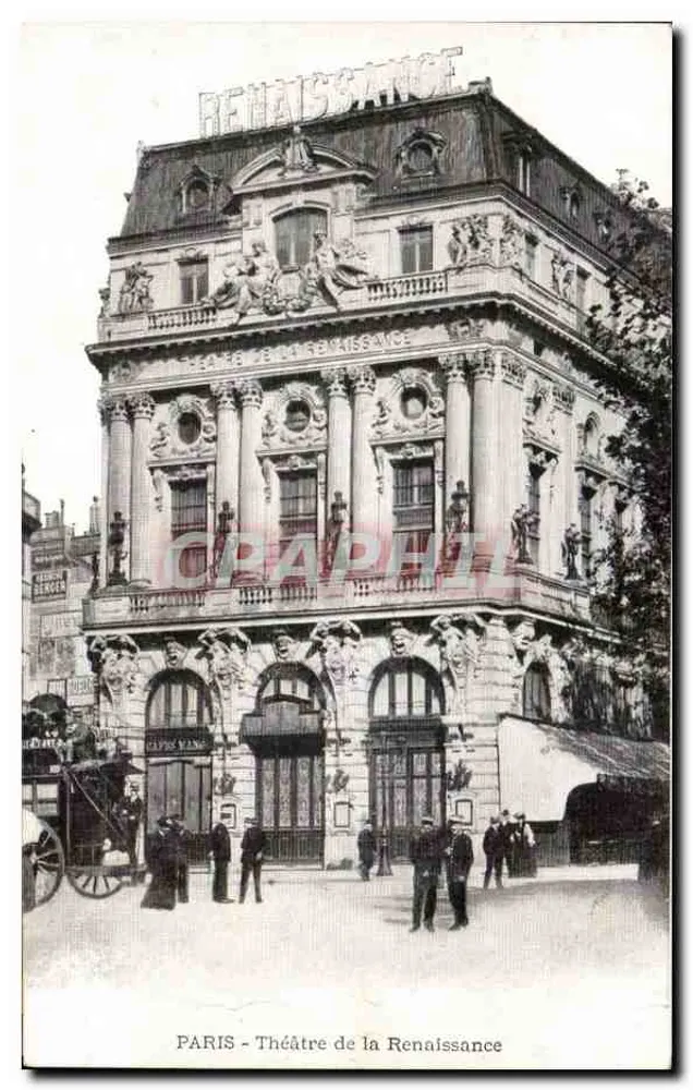 PARIS - Teatro da Renascença — fachada decorada, sinal 'Renascença' — editor não visível - Frente