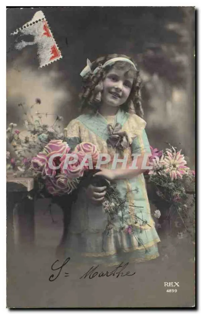 Menina segurando um buquê de flores — REX 4299 — REX - Frente