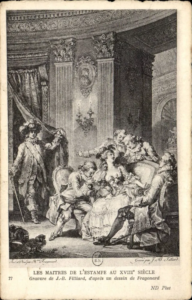 Die Meister der Kupferstechkunst im 18. Jahrhundert — Kupferstich von J.-B. Filliard nach einem Zeichnung von Fragonard — ND Phot - Vorderseite