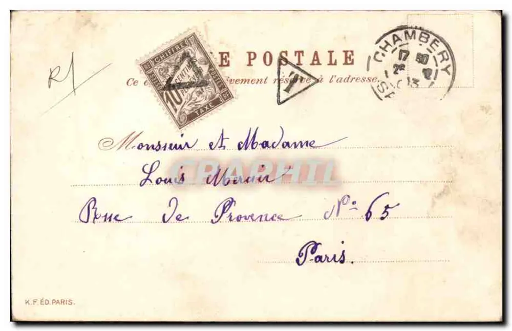 Violetas em um cesto — Melhores desejos — K.F. ÉD. PARIS - Verso