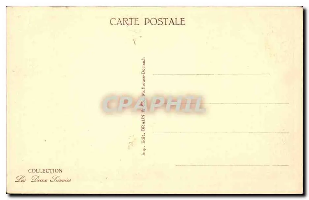 El lago de Annecy — El castillo de Duingt — Colección Les Deux Savoies, editor Braun & Mulhouse-Dornach - Reverso