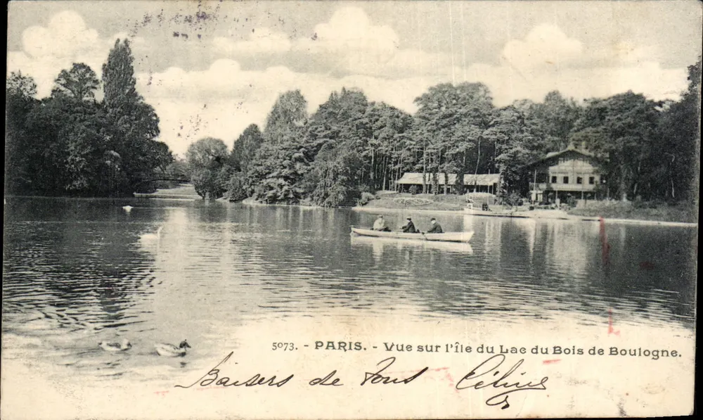 Paris - Ansicht der Insel im See des Bois de Boulogne — Verlag Saisers de Vond Célis, Nr. 5073 - Vorderseite