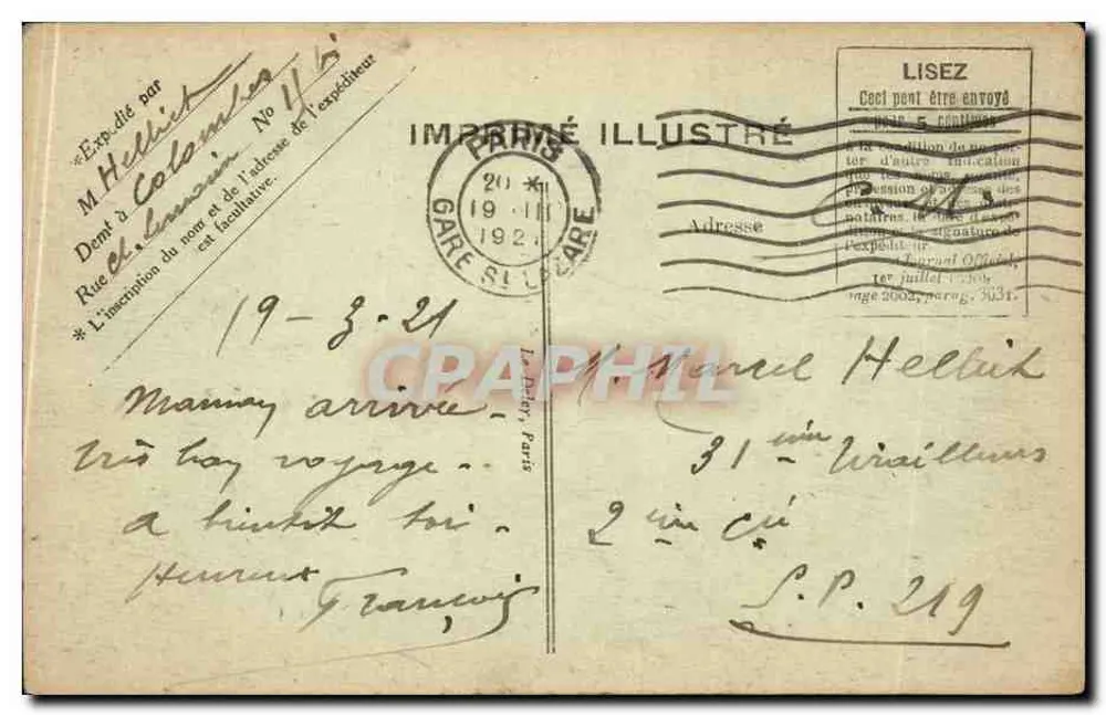 Paris — Place und Fontäne Saint-Michel — Imprimé Illustré n°4607 - Rückseite