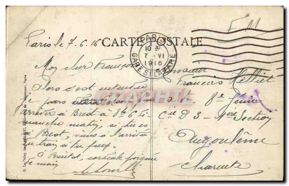 Paris — Praça da República — Editor E. Le Tucy, n° 4017 - Verso