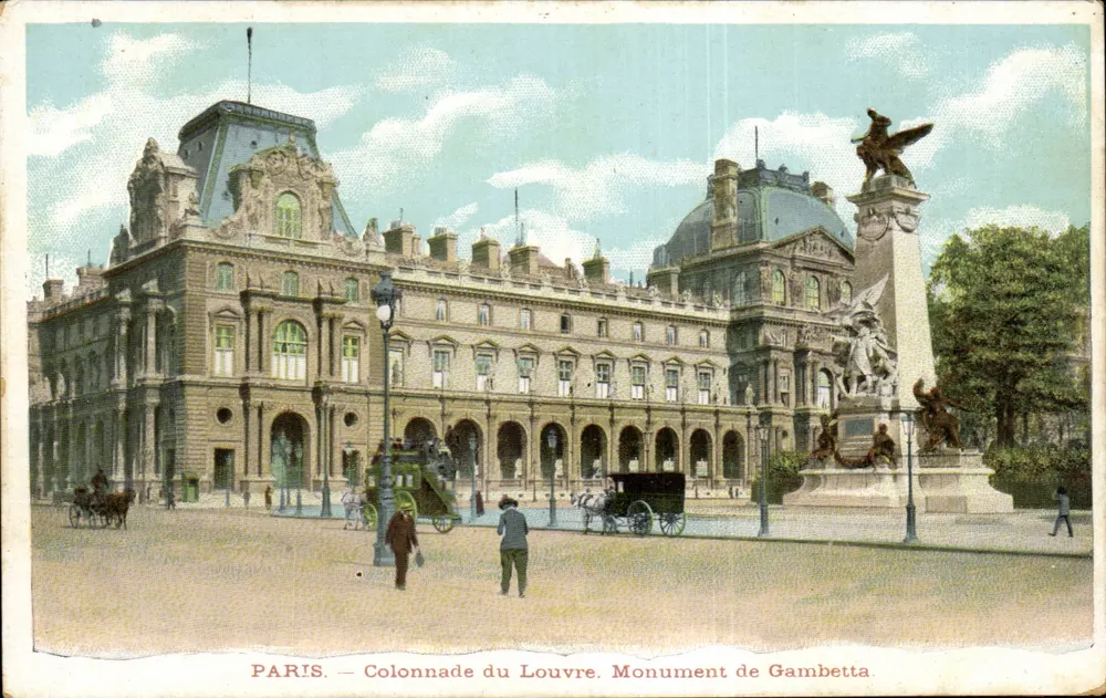 París — Columnata del Louvre. Monumento de Gambetta - Anverso