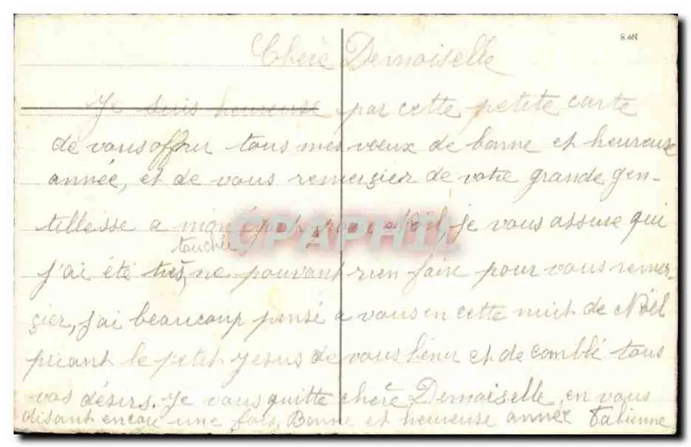 Büschel von Violett und Mimose — Gutes Neues Jahr — Verlag unbekannt - Rückseite