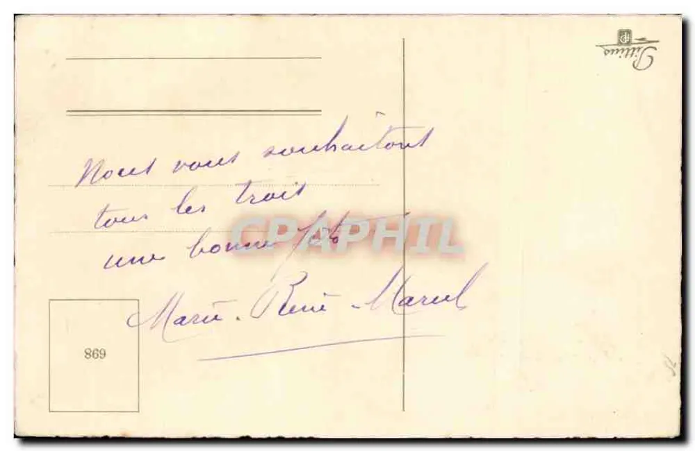 Blumenstrauß — Frohe Geburtstagskarte — Verlag Gillioux, Nr. 869 - Rückseite