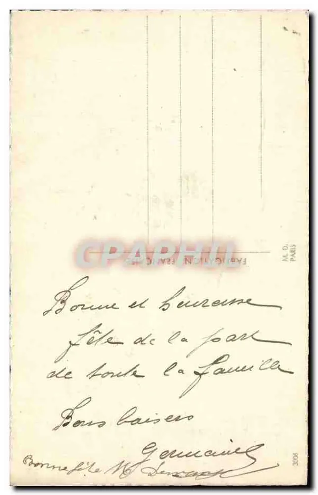 Flores e anémonas — Boa Festa — M.D. Paris, n°3006 - Verso