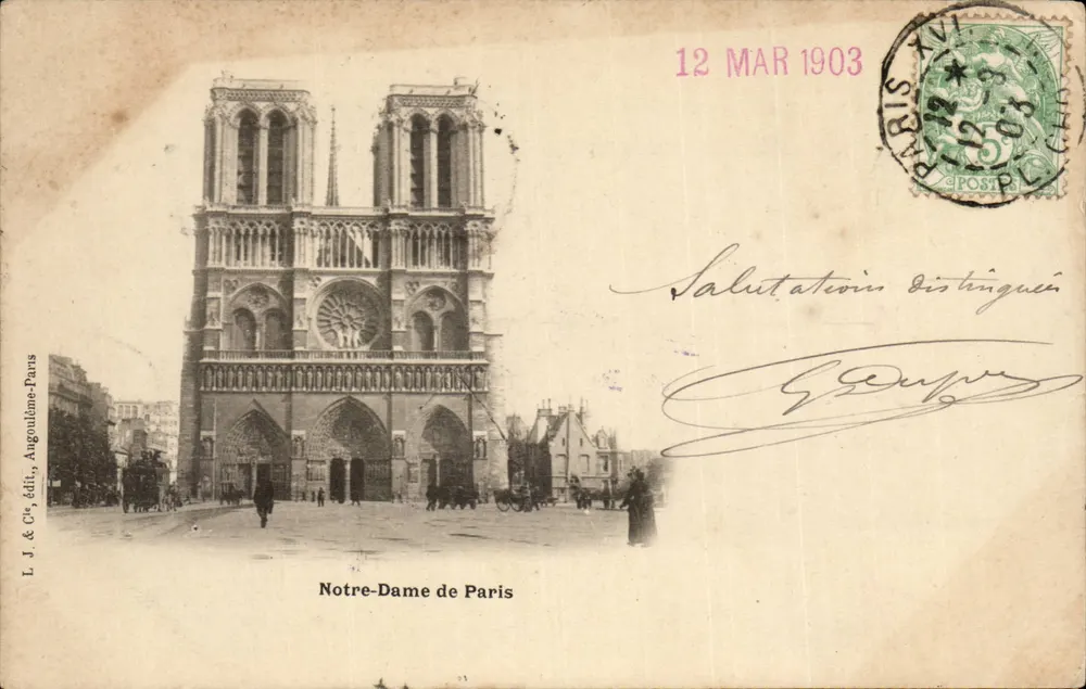 Nossa Senhora de Paris — vista da fachada — L. J. & Cie editor, Augouline-Paris - Frente